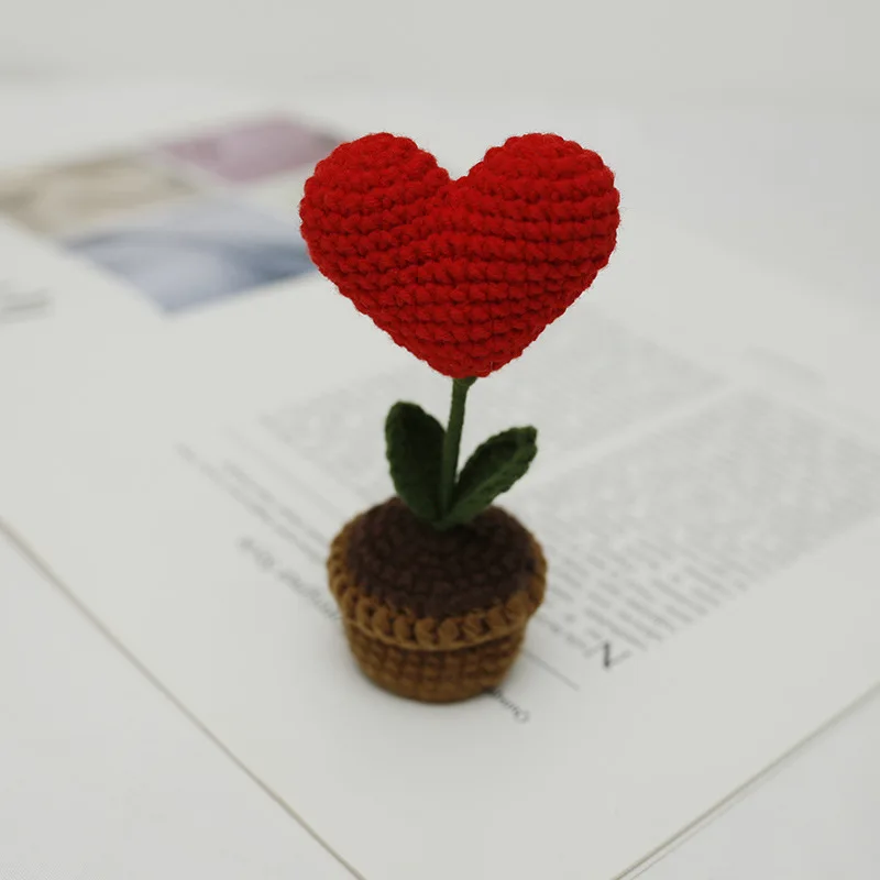 Wholesale Crochet Flower Decor Handmade Crochet Flower Pot Plant Knitted Potted Flowers Gift for Crochet Decoration Bouquet