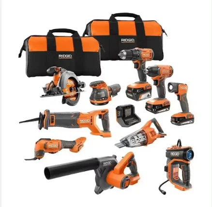 ALL NEW AUTHENTIC Ridgids 18V Cordless 10 Tool Combo Kit with 2pcs 2.0 Ah Battery Tool Sets
