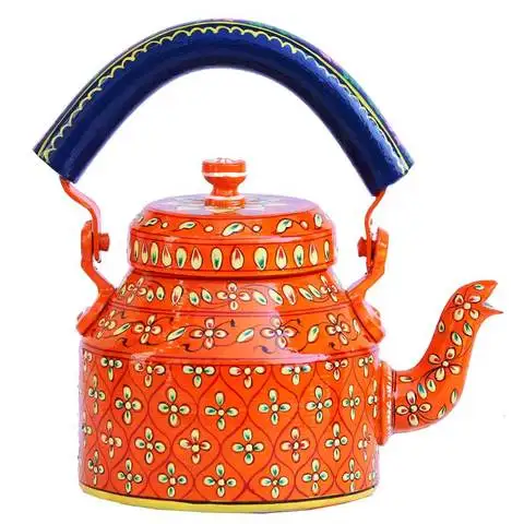 MULTI COLOR HANDIPAINTED DECORATIVE ALUMINIUM TEA KETTLE BEST QUALITY ORIGINAL AUTHENTIC TEA KETTLE