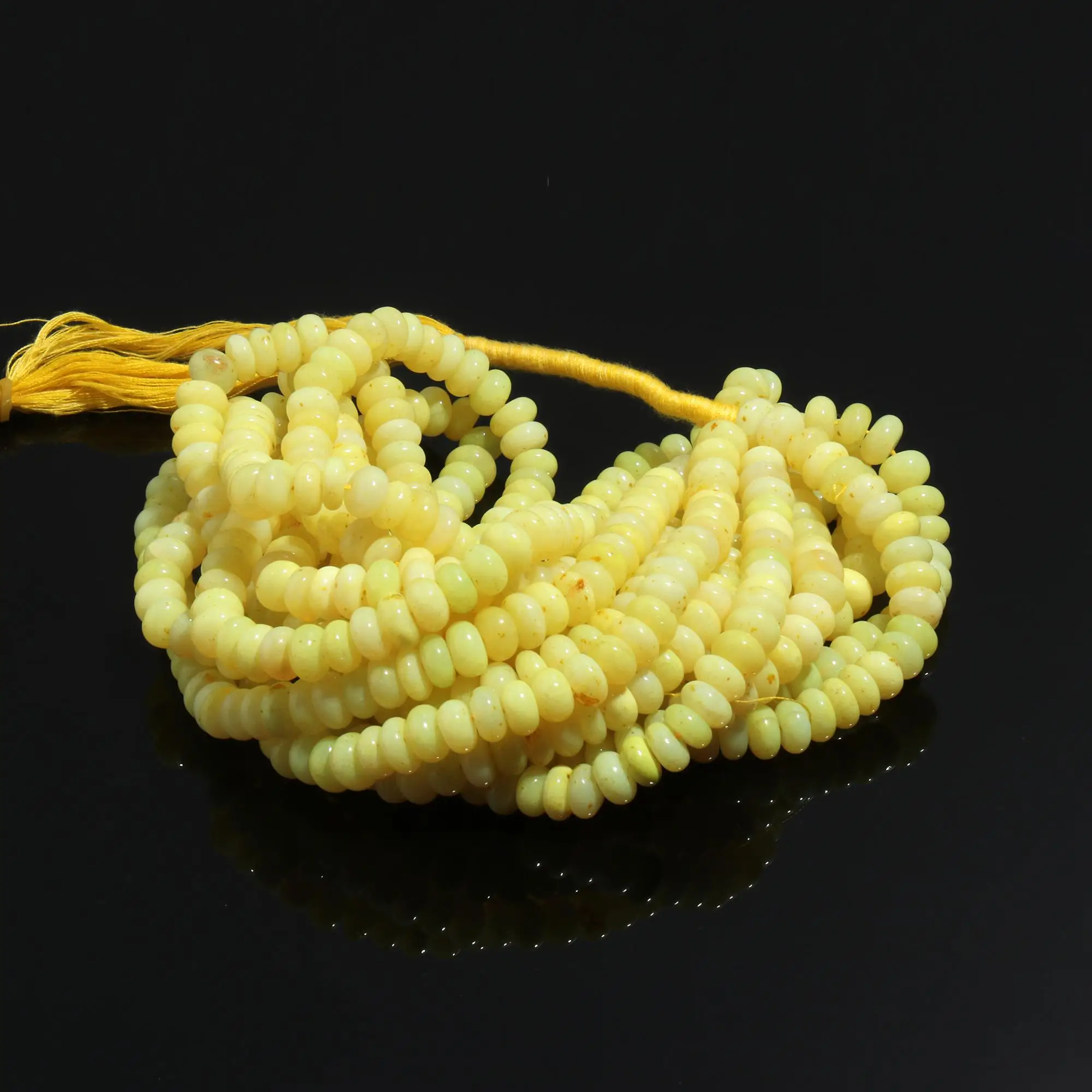 Hot Selling Beautiful Lemon Yellow Opal Smooth Rondelle Shape 7-10mm Beads for Jewelry Making Necklace & Bracelet Gift for Women