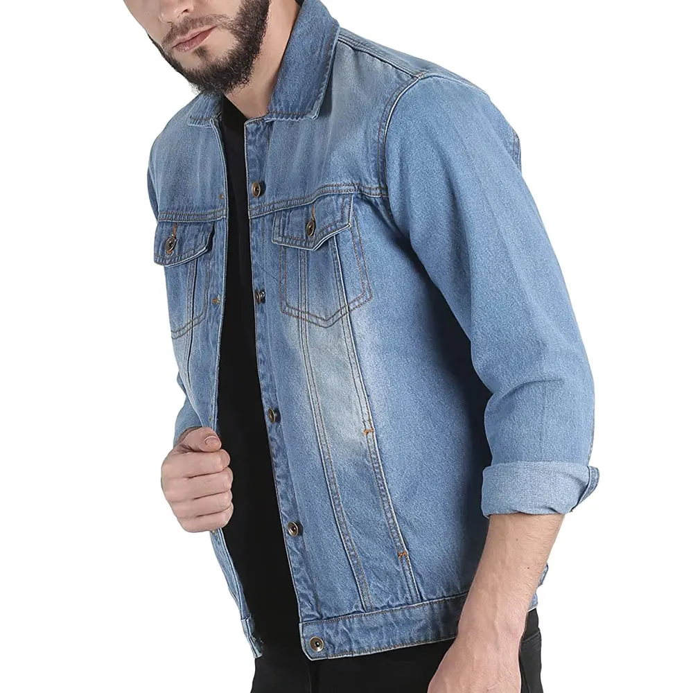 Men Stylish Denim Jeans Jacket/ vintage style Pakistan Made Custom Men Street Blue Cotton Plain Jeans Outdoor Jackets Wholesale