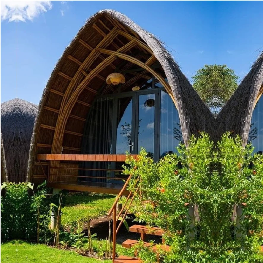 Bungalow A frame 100% Eco-Friendly Bamboo Prefab House 20m2 Simple Style CENVINEX Vietnam Exportation Tax 0%