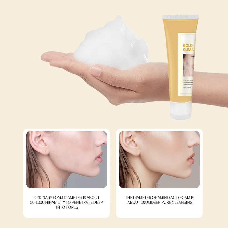 Set Ceramic Facial Cleanser Tightening Gel Lashes Gold Silver Lid Facial Wash Facial Brush Acne Foaming Cream Cleanser