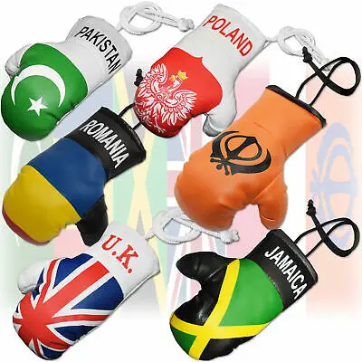 Custom Logo Mini Boxing Car Mirror Keychain Stainless Steel with Excellent PU Leather UV Printing Promotional PK Gloves Hanging