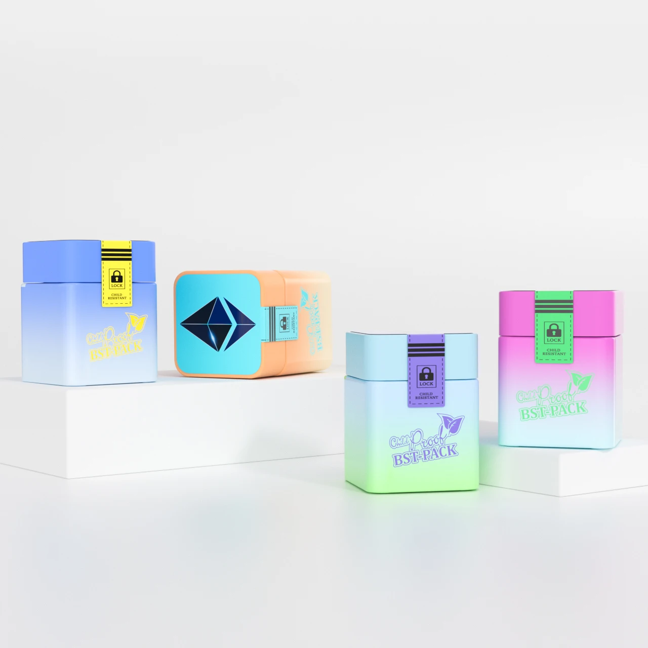 Custom Logo Airtight Food Stash Child Resistant Container Flower Packaging Child Proof Glass Jars