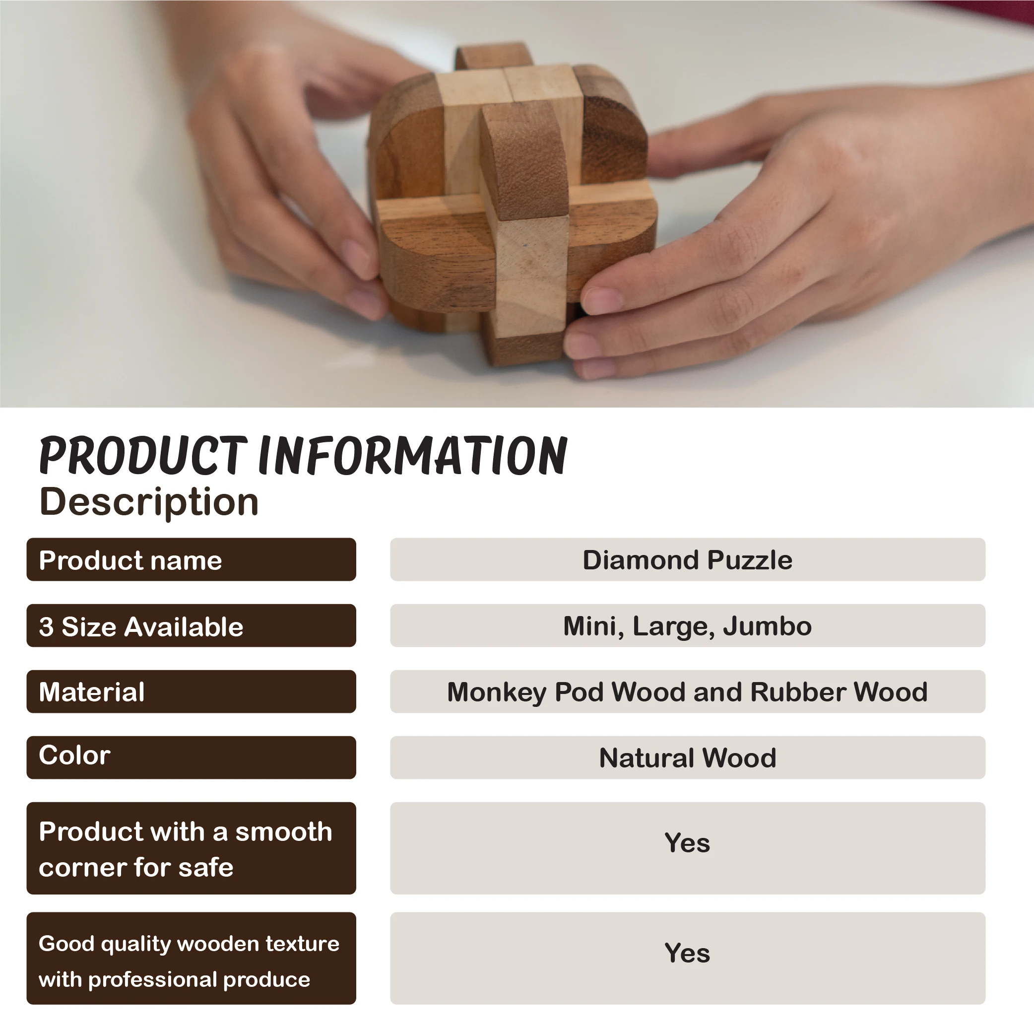 Best seller Jumbo Diamond Puzzle Wooden 3d magic cube Smart Unique and Brain Puzzles for children and adults paly to fun