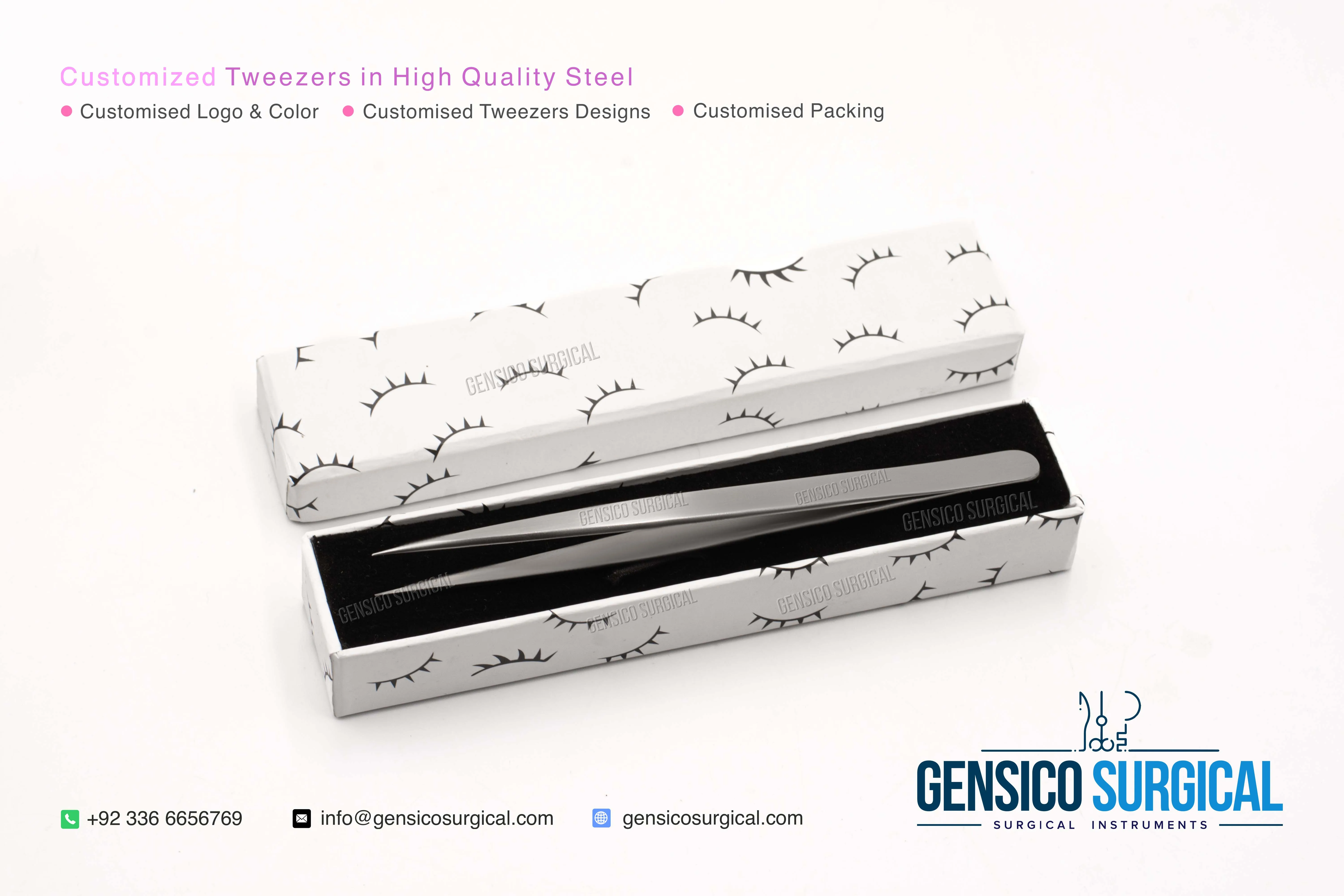 Custom Packing Custom Logo , Printed, Designs Eyelash Tweezers With Pointed Tip Sustainable Private Label Comes With Box