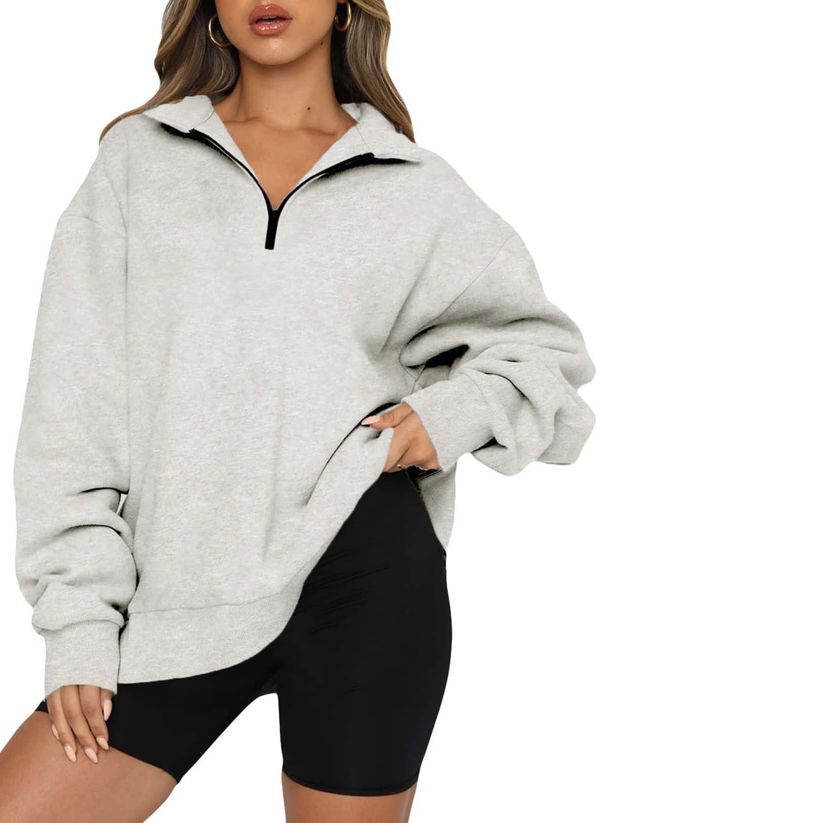 Women Long Plain Breathable Cotton Sweatshirts Unisex Drop Shoulder Fleece Sweat Shirt Women Custom Pullover Crewneck Sweatshirt