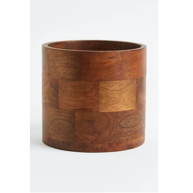 Large Vintage round Flower Vase Bamboo Mango Wood Home Kitchen Office Interior Decorative Factory Price Christmas Holiday Theme