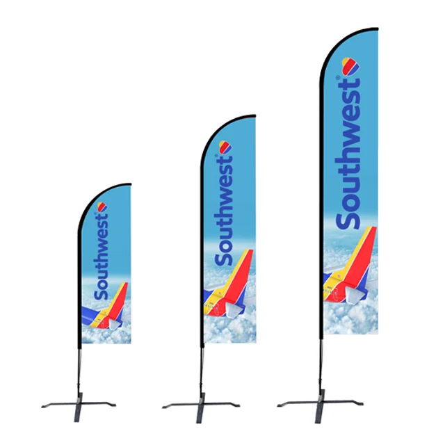 Straight feather flag banners pole custom advertising base sale sign kit stand beach flag
