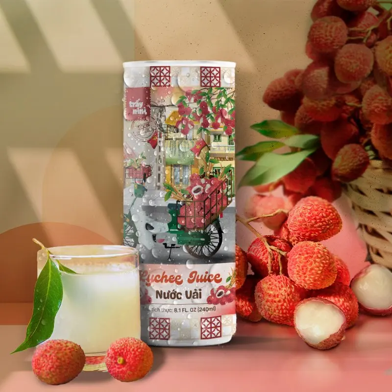 Вьетнамский тропический фруктовый сок личи с естественным вкусом и хорошими продуктами, 240 мл в банке из Вьетнама