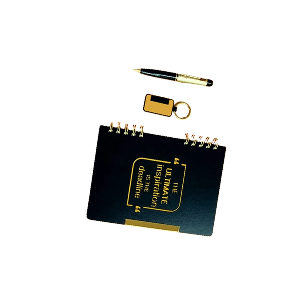 Best Selling Leather Keychain with Metal Pen A5 Notebook Promotional Wholesale for Office Employees College Teachers Students