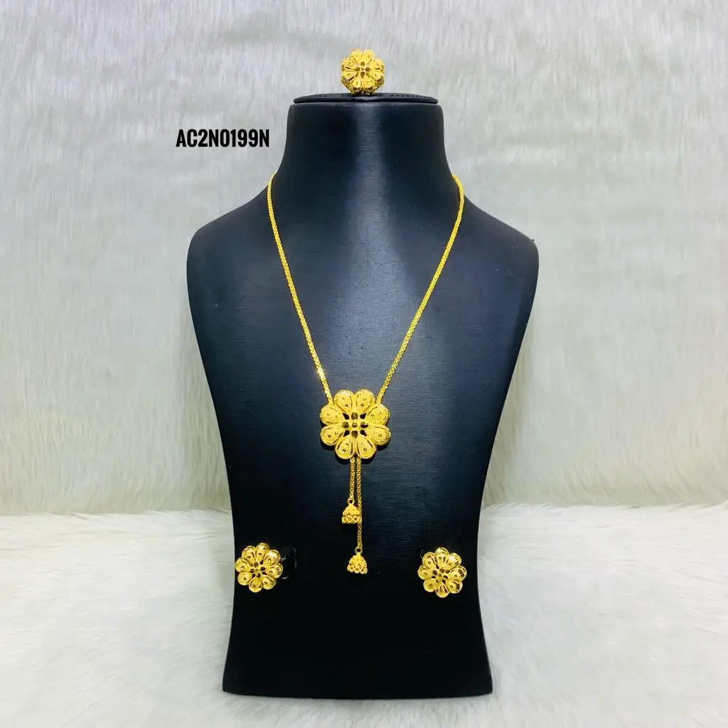 New  Design Necklace set Fashion Jewelry one gram gold plated all type bridal necklace set
