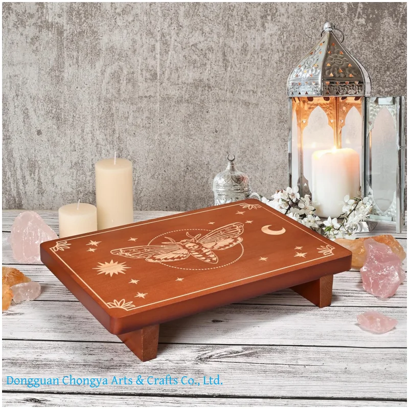 Custom Wooden Meditation Table Altar Buddhist Shrine Wiccan Alter Table for Practicing Tarot Card Decorative Riser Wood Tray