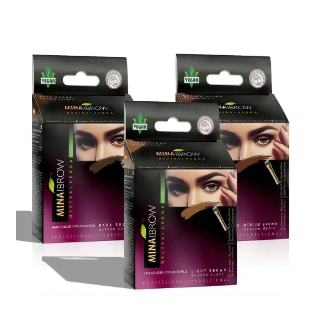 Hot Sale Henna Brow Kit Lash Lift Color Brow Lamination Kit GMP CertifIed Organic Powder Brown Color Natural Spot Coloring Kit