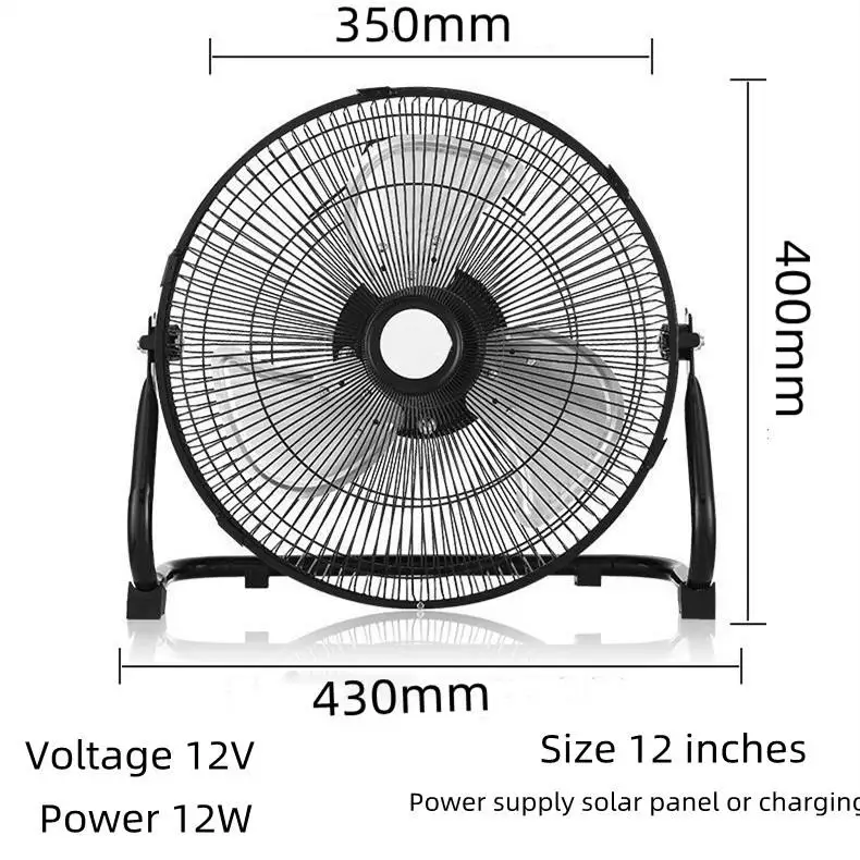 12 дюймов портативный напольный вентилятор для наружного кемпинга и рыбалки Мощный ветер USB Солнечный зарядный