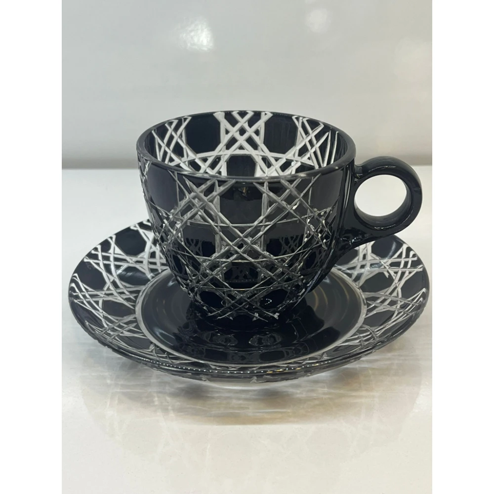 quality Coffee Cup Colorful Cut Design with Colorful Saucers Home Kitchen Glass Coffee Mugs Best Quality Turkish Coffee Cups