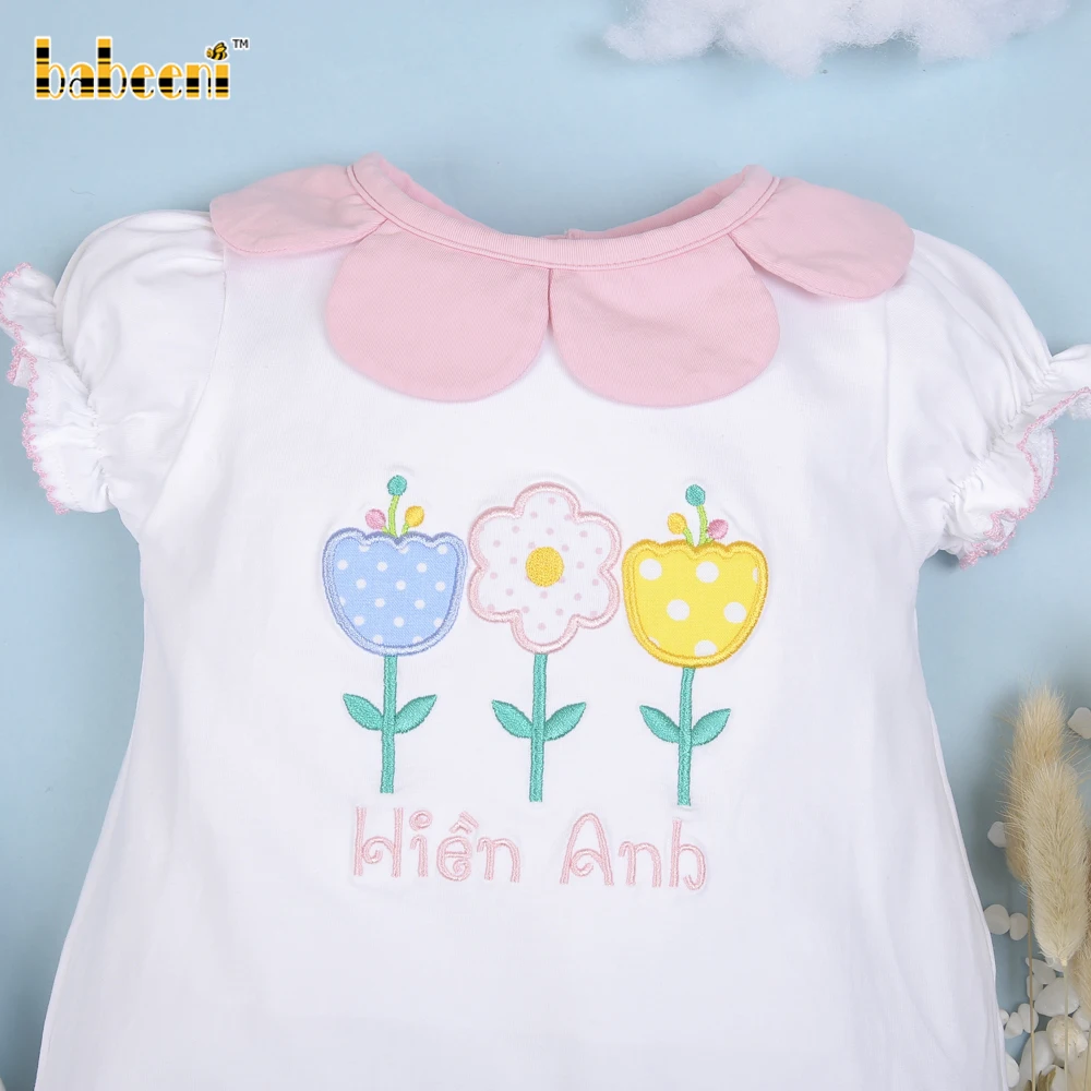 Flower applique bubble for newborn OEM ODM baby set clothing customized wholesale manufacturer - GS28