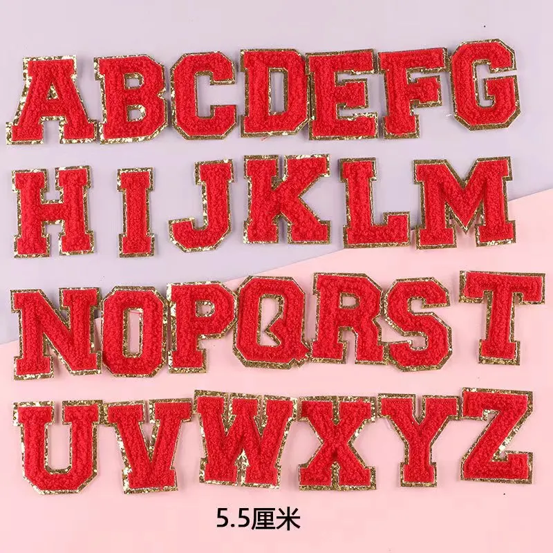 Color Chenille Patches on Makeup Bag Rainbow Letter DIY Iron Stockpatch Embroidery Fabric Alphabet Patch Lettering