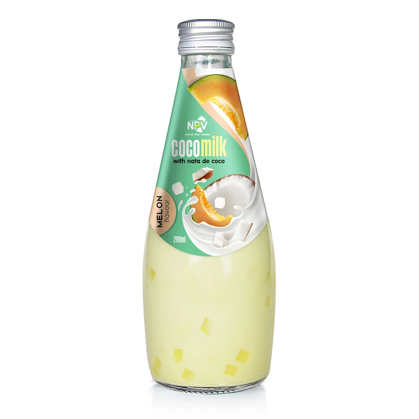 Hot Selling  z Coconut Milk With Nata De Coco Strawberry Flavor 290ml Glass Bottle  Manufacturing From Vietnam