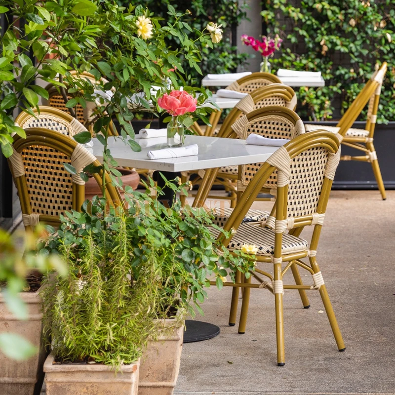 Outdoor Europe  French Bistro Chairs Waterproof  PE Rattan Wicker Chair