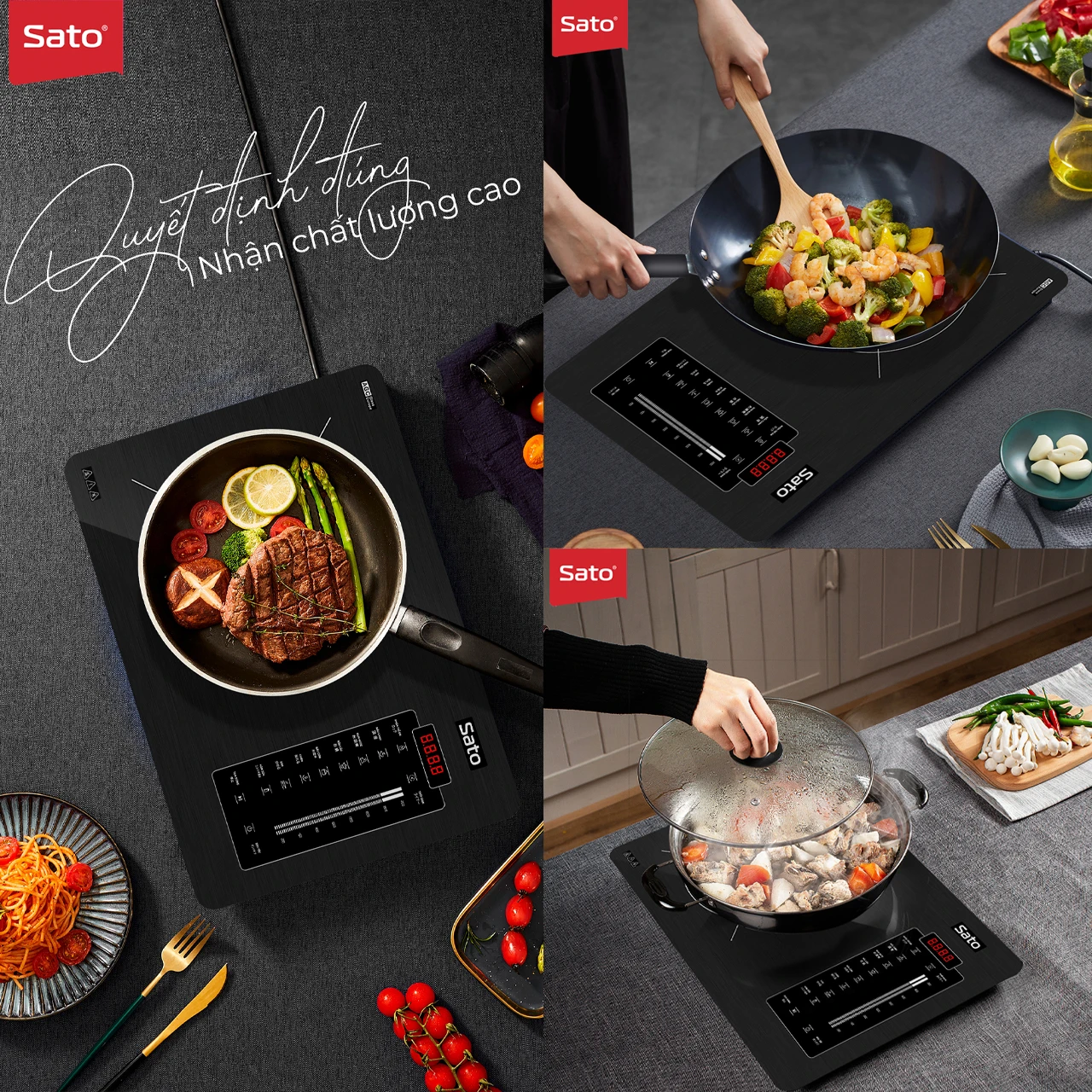 Sato Manufacturer OEM/ODM Single Induction Cooker BT027 with High-quality Sapphire tempered glass surface Multi-function cooking