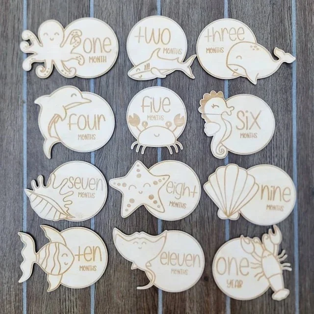 wooden rattan newborn month marker - Baby photography round plate wooden baby photography props