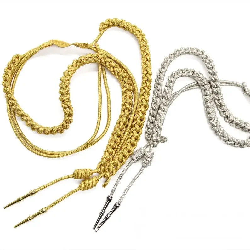 High Quality German General Aiguillettes For Sale Gold Wire Aiguillette with Brass Tip Ceremonial Dress Cord