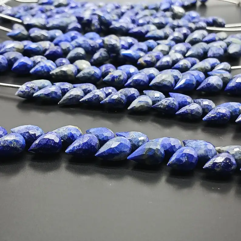 Natural Lapis Lazuli Faceted Teardrop Shape Gemstone Briolette Beads 7x11mm Lapis Lazuli Machine Cut Crystal Beads for Jewelry