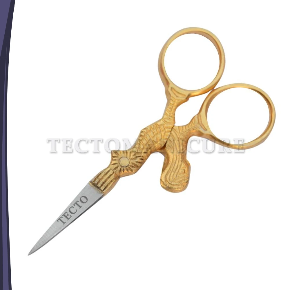 Professional Gold Platted Fancy Handle Embroidery Scissors Silver Color Blade Threading Scissors