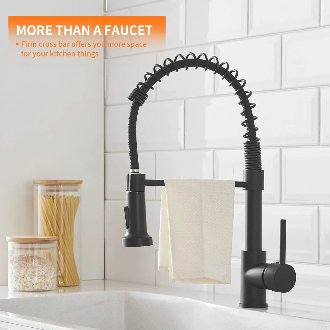 Black Stainless Steel Spring Kitchen Taps Pull Down Sprayer Kitchen Mixer Faucet