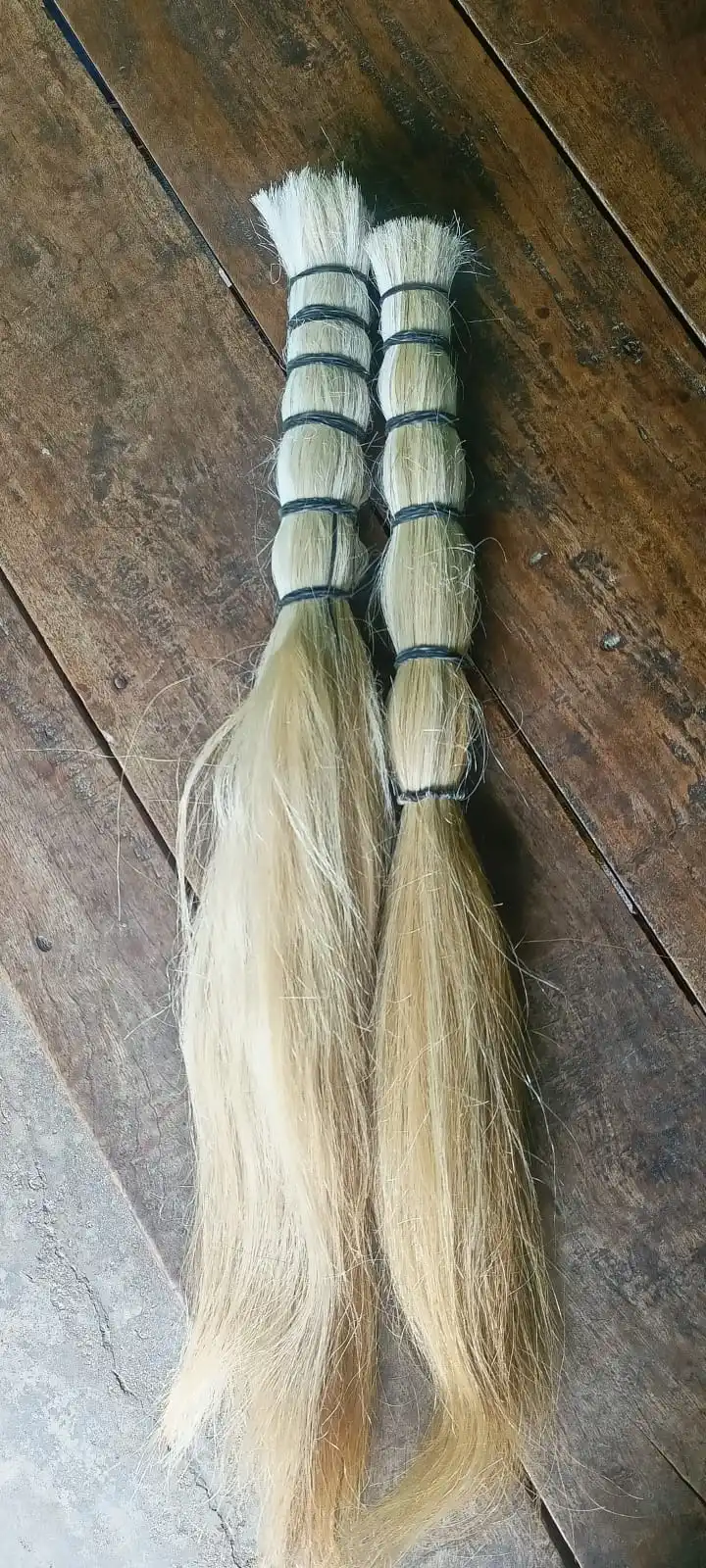 Bundled 30-40 inches white black and natural mixed color horse hairs for violin bow hairs and tail extensions