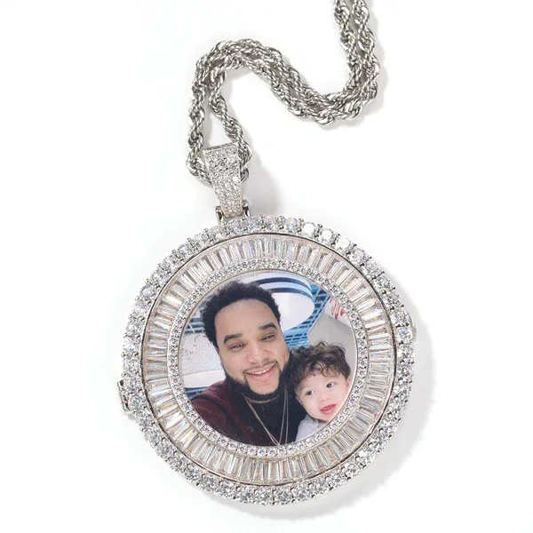 New Design Cuban Link Custom Photo Memory Medallions Solid Pendant Necklace Personalized Iced Out  Hip Hop Jewelry