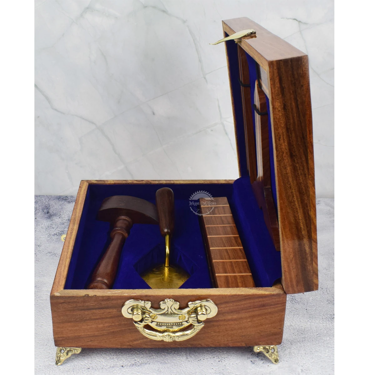 Luxury Roosewood Wooden Masonic working Tools set Wooden Wooden-Plumb-Square-and-Rule-with Golden Trowel with THE MASON LOGO