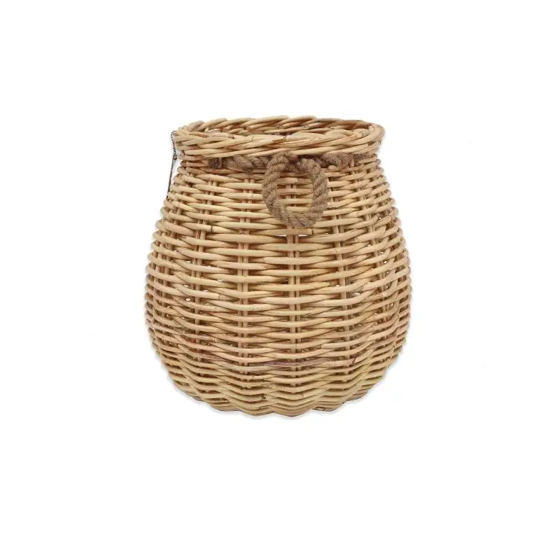 High Quality Wicker Natural Rattan Basket With Handle Storage Baskets,, Round Beach Basket , Rattan Flowers