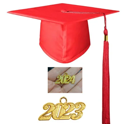 Unisex Adult Matte Graduation Hat with Tassel Stole Honor Cord and 2023 Charms for High School Bachelor Master Adults