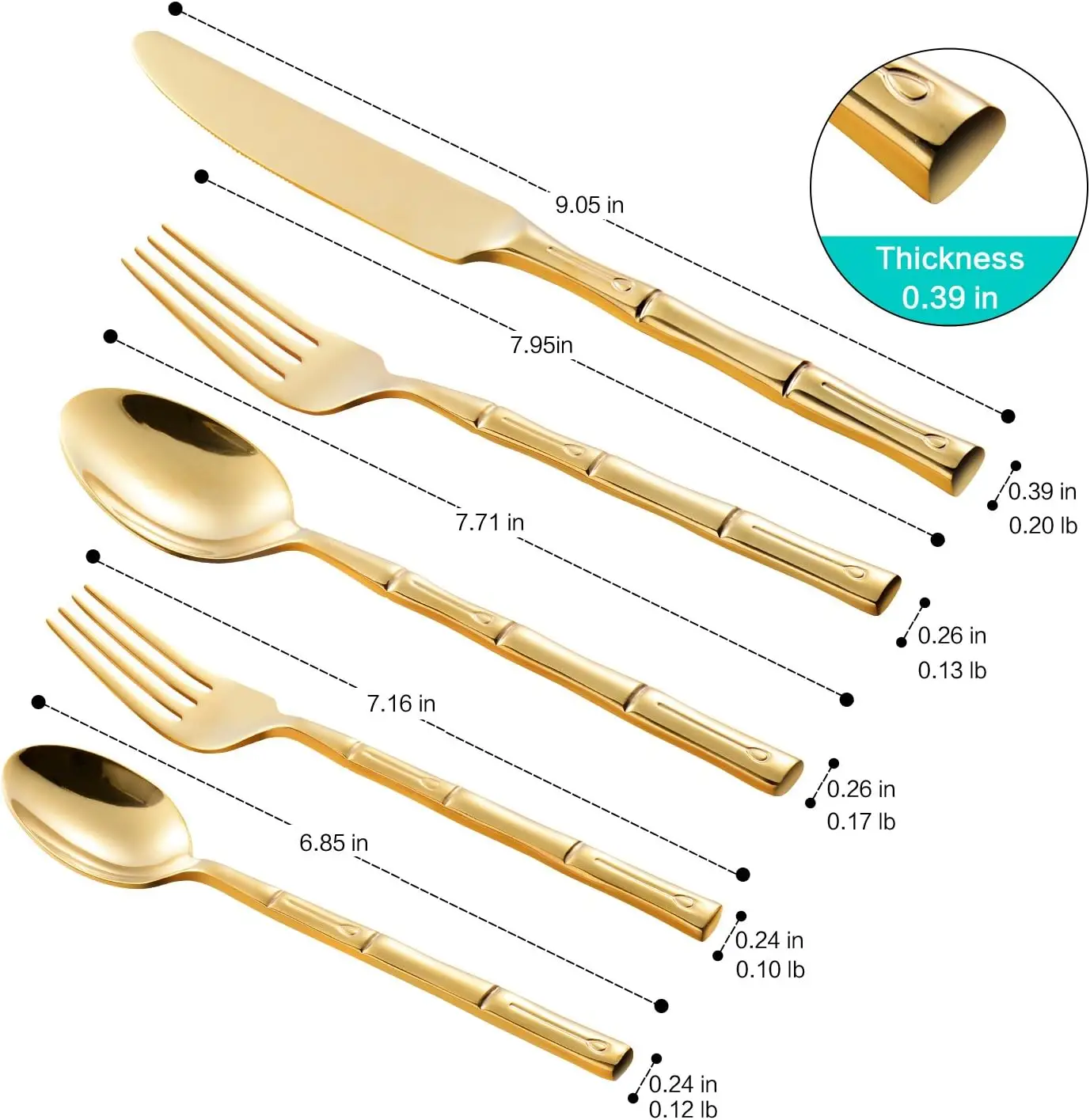 New arrival Gold Silverware Set with Bamboo Pattern Mirror Polish Wholesale price Cutlery Set Housewarming Wedding Gift Service