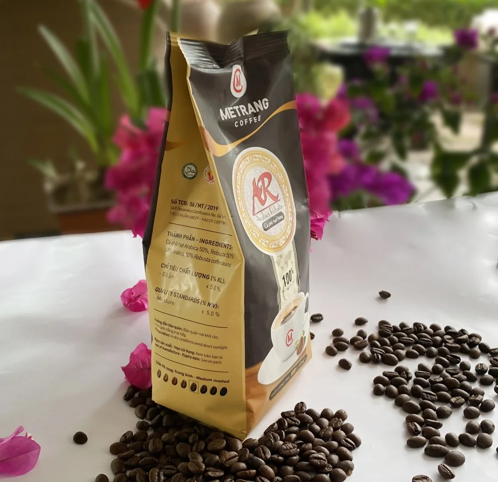 Premium Quality 500gr/bag 50% Robusta 50% Arabica Coffee in bag HACCP HALAL Certification Medium Roasted Coffee Beans