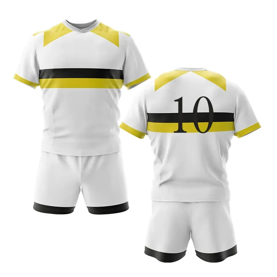 Wholesale New Stitched Men Sublimated Rugby Uniform Printed Design Jersey With Shorts Professional Top