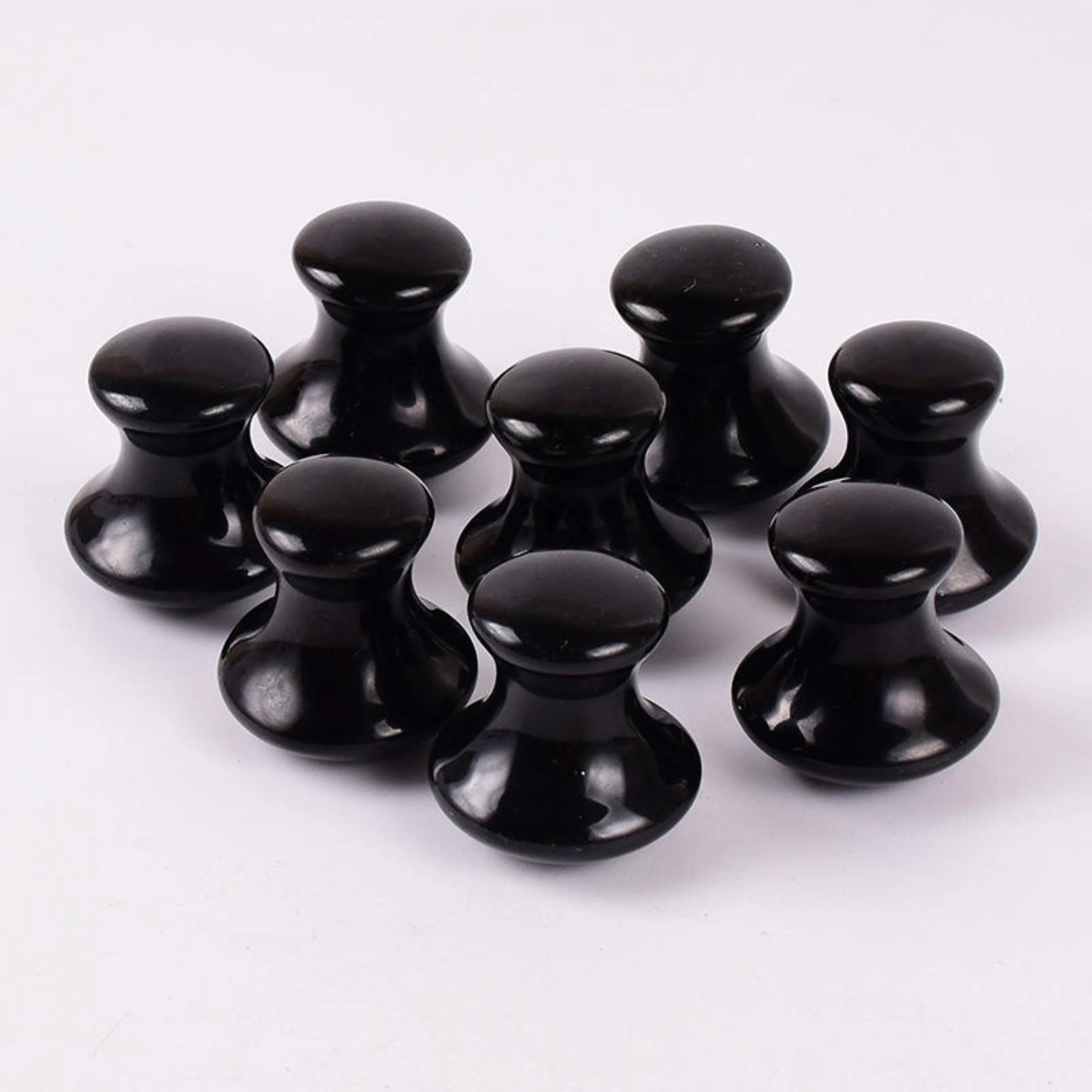 Natural Gemstone Black Obsidian Guasha Mushroom Facial Massager Kit Mushroom Shaped Jade Guasha Massage Set Face Massage