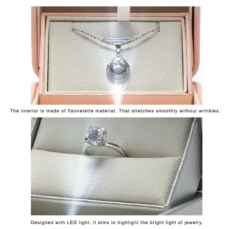 Wholesale Luxury Led Velvet Jewelry Box Custom Logo Packaging Ring Earring Necklace Bracelet pendant Jewellery Box