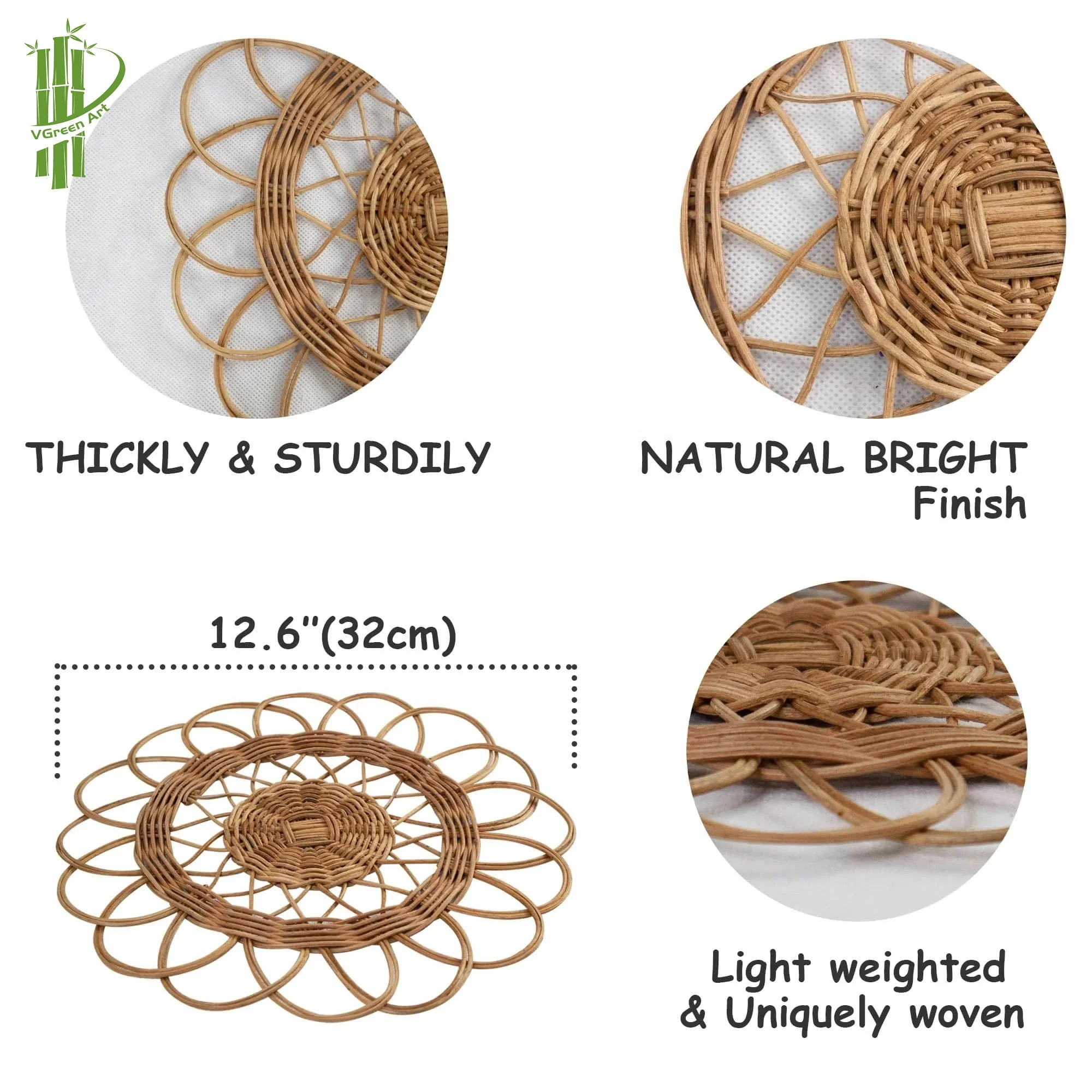 BEST SELLING PRODUCT rattan charger plates flower shape woven placemats bamboo coaster plate wall decor home decorations art