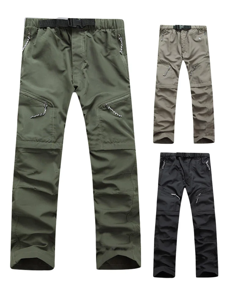 Summer Mens Quick Dry Pants Outdoor Tactical Waterproof Removable Pants Hiking Sport Breathable Trousers Camping Trekking Shorts