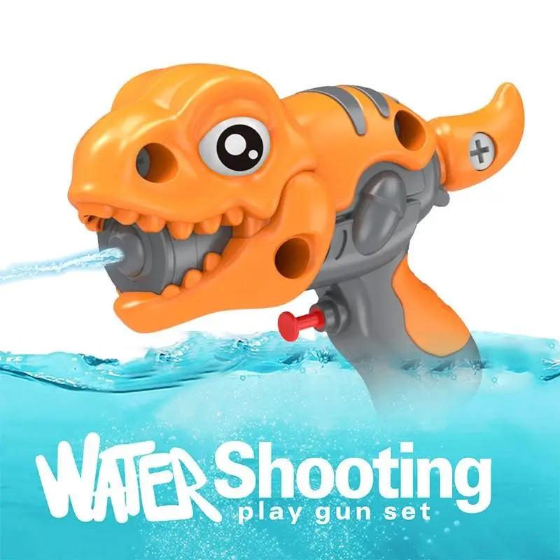 New Arrivals DIY Assembly Dinosaur Water Gun Toys 2 IN 1 Puzzle Mini Manual Dion Water Gun Summer Outdoor Splash Shooting Toy
