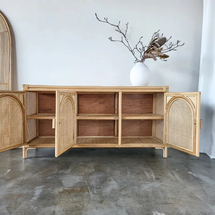 Best Selling Kitchen Furniture New Cabinet Model Rattan Storage Cabinets Factory Wholesale Price Handcraft