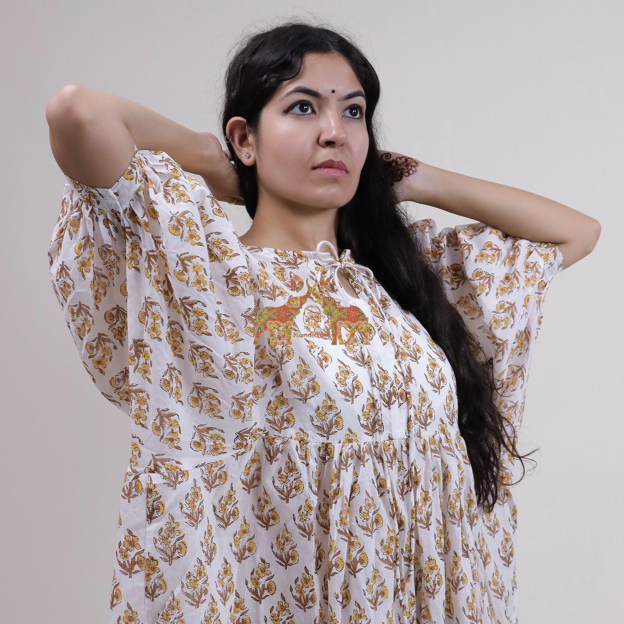 Оптовая продажа; Сезон лето; Хит продаж сексуальное миди платье для женщин с цветочным узором ручной работы из хлопка принтом свободное пляжное