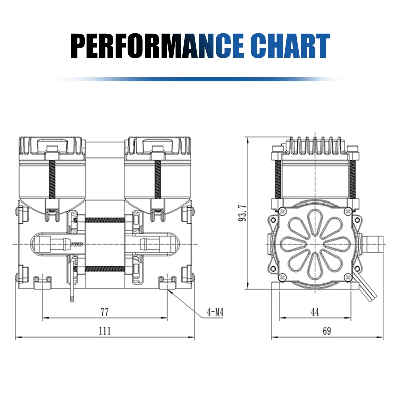 High Capacity 85W Silent Air Compressor Pump Head Oil-Free with DC Power and 12V Voltage for Medical