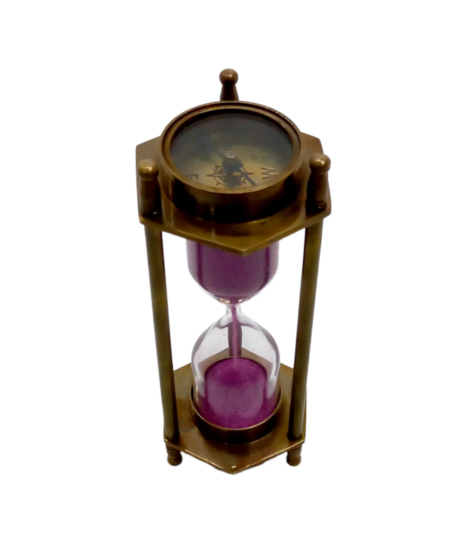 Trending Pink Sand Glass Clock Travelling Camping Hiking Custom 10 mins 25 mins Hourglass With Compass On Top hot Selling