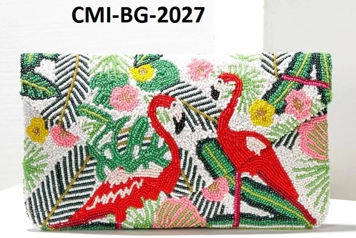 Italian Exclusive Design Striped Bee Beaded Crossbody Chain Clutch Bag Handbag by BUTTER FLY