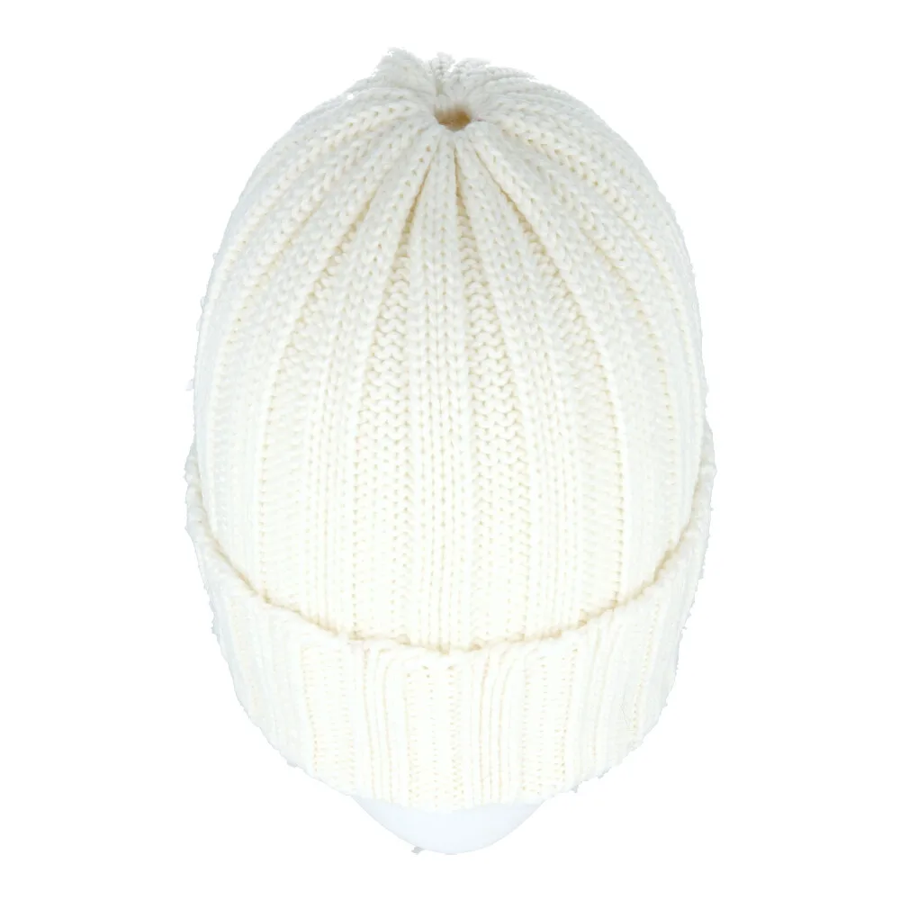 Best Supplier Made in italy Knitted White Beanies Hats With Finnraccon Fur Pompon For Winter Holiday